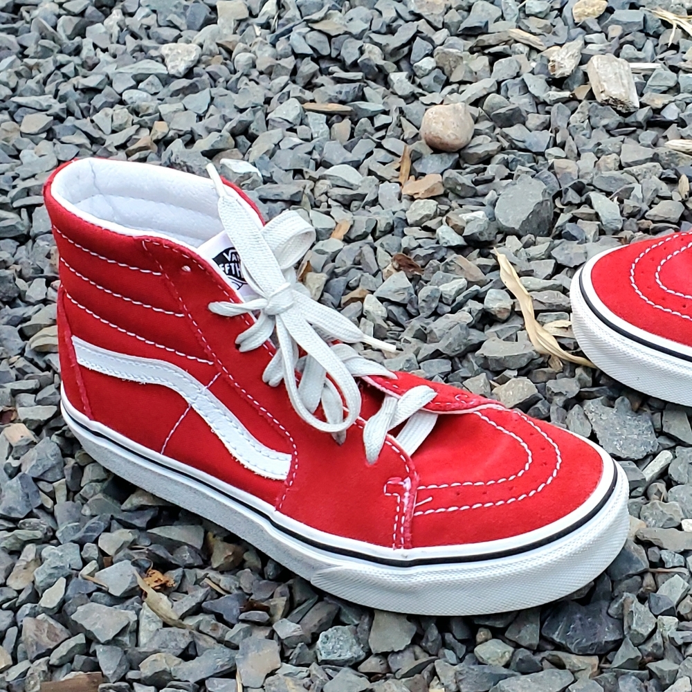 Vans Off The Wall High Top Shoes Red/White Old Skool 500714 Size 2.5 EUC